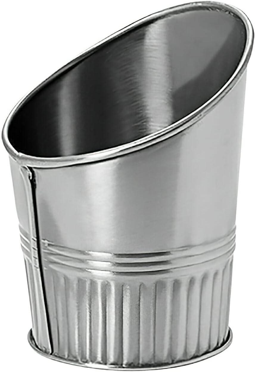 Angled Stainless Steel French Fry Serving Cup