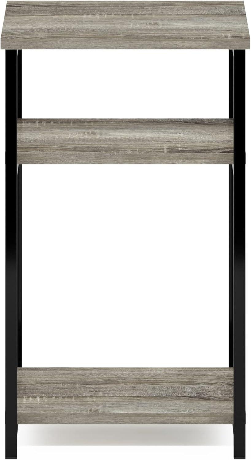 Furinno Just 3-Tier Industrial Metal Frame End Table with Storage Shelves, 1-Pack, French Oak