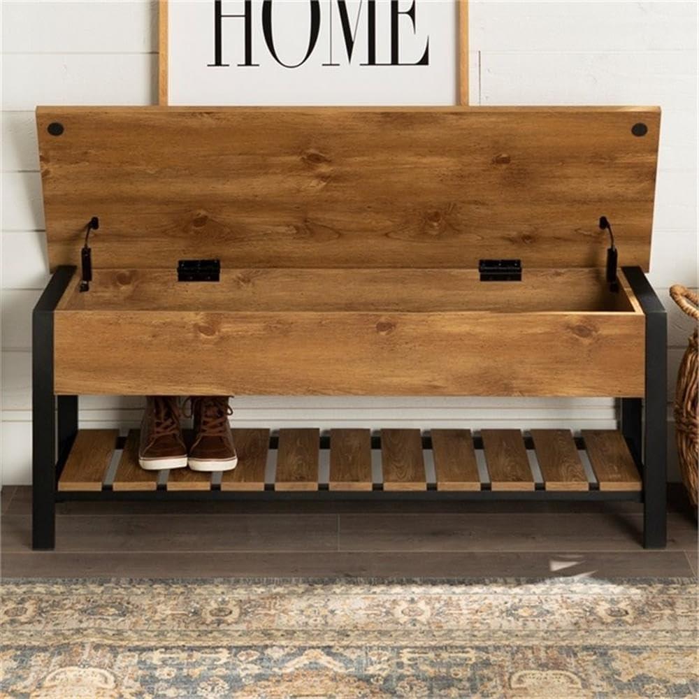 Walker Edison Storage Bench, Barnwood