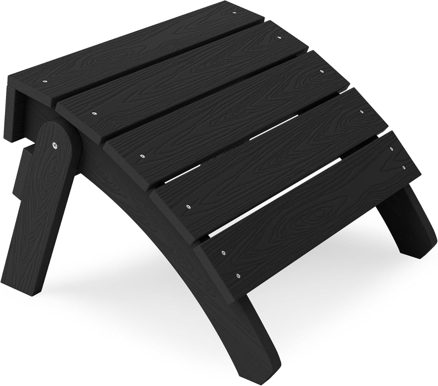 Black Plastic Folding Adirondack Outdoor Ottoman