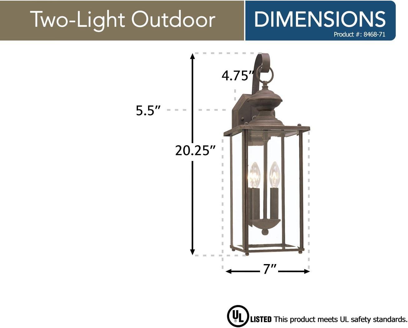 Antique Bronze 2-Light Outdoor Wall Lantern with Clear Glass