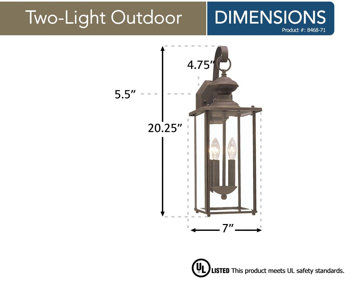 Generation Lighting Jamestowne 2 -Light 20.25-in H Antique Bronze Hardwired Outdoor Wall Light