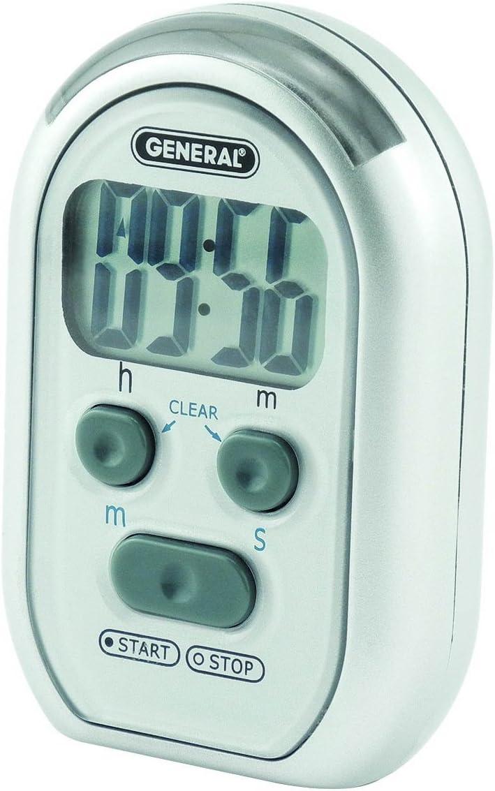 Compact Gray Multi-Function Kitchen Timer with Vibration and Flash