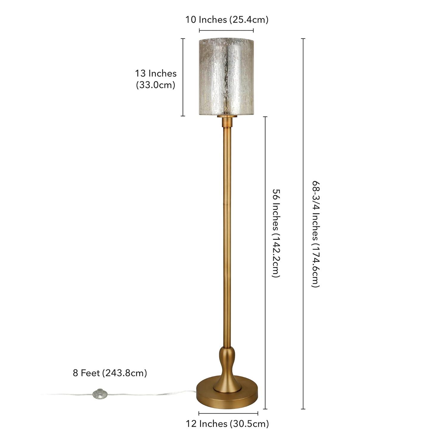Numit 68.75" Tall Floor Lamp with Glass Shade in Brass/Mercury Glass