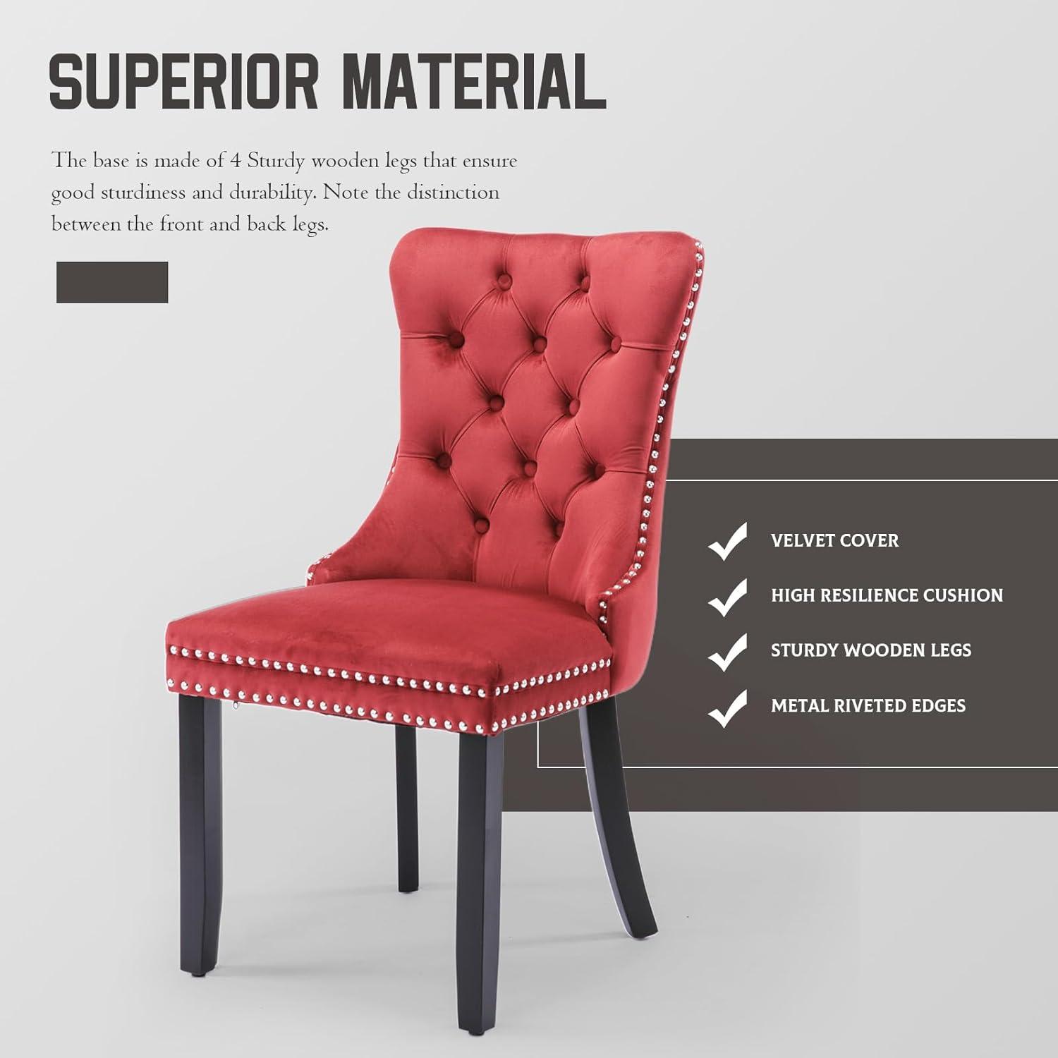 Rosdorf Park High-end Tufted Velvet Upholstered Nailhead Dining Chair