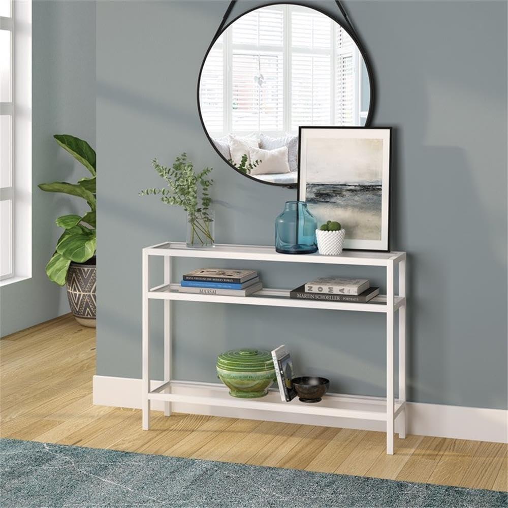 Evelyn&Zoe Sivil 42" Wide Rectangular Console Table, White