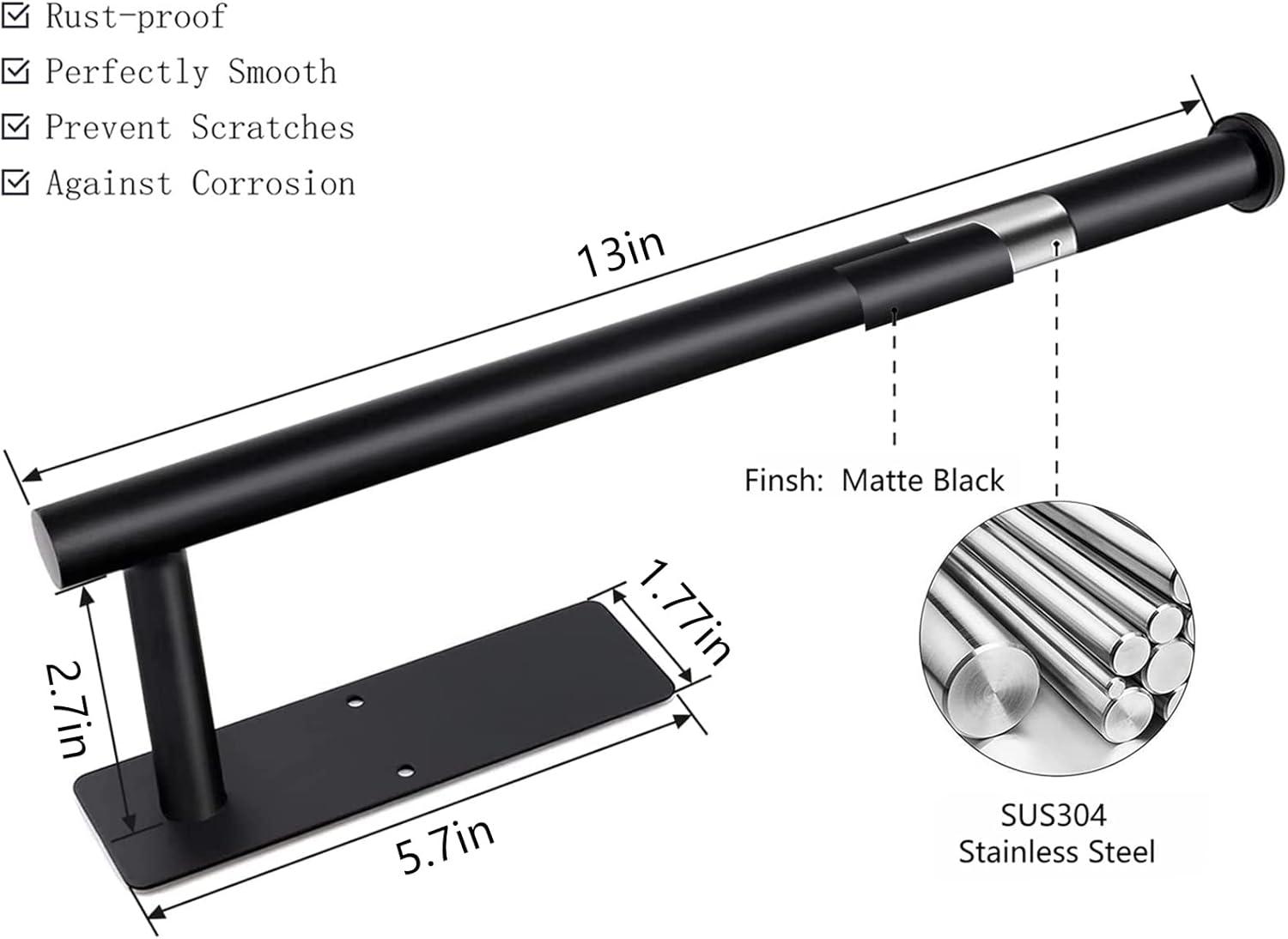 Paper Towel Holder - Under Cabinet Paper Towel Rack for Kitchen、Bathroom,SUS304 Stainless Steel(Matte Black)