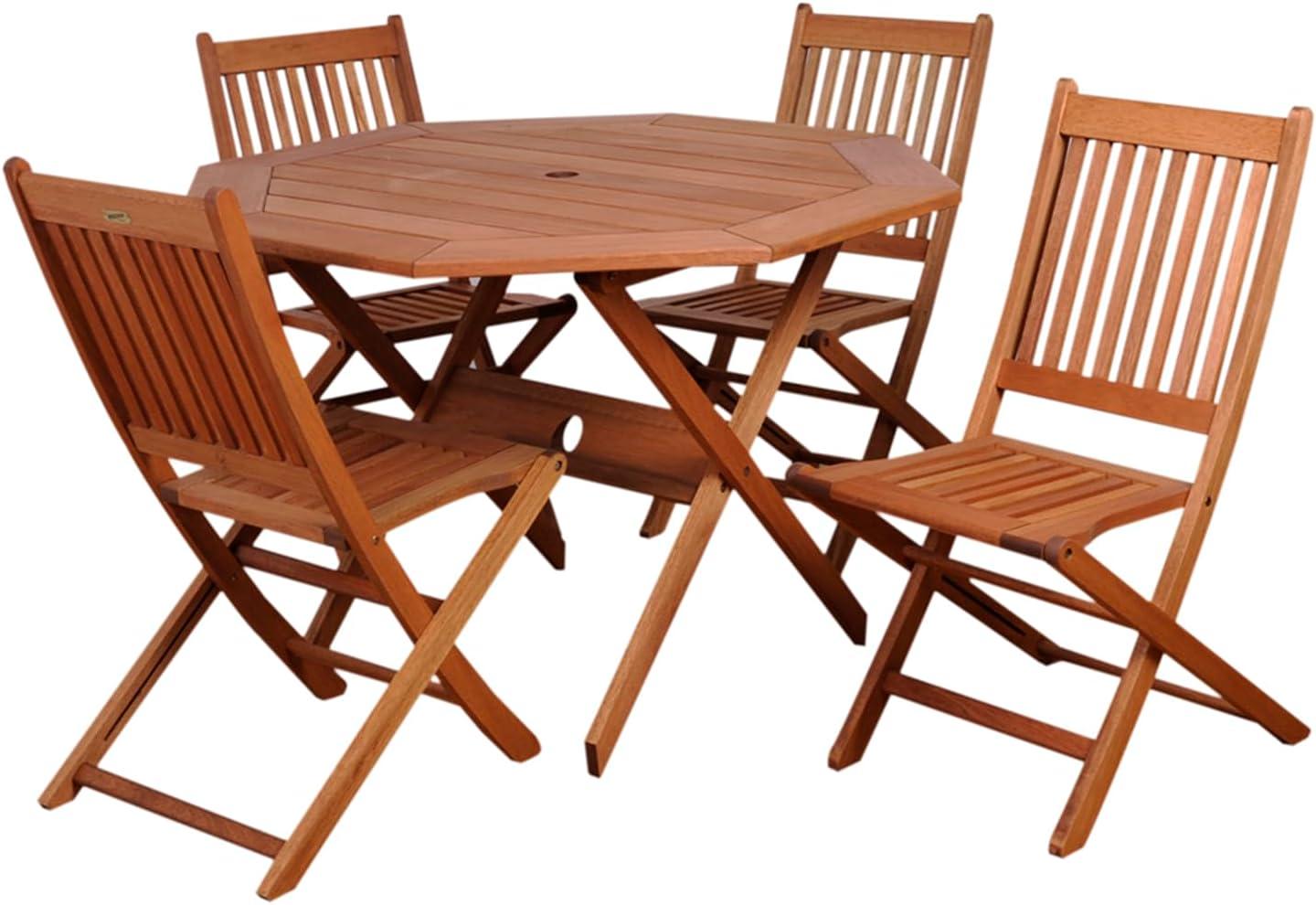 Milano 5-Piece Eucalyptus Wood Octagon Patio Dining Set