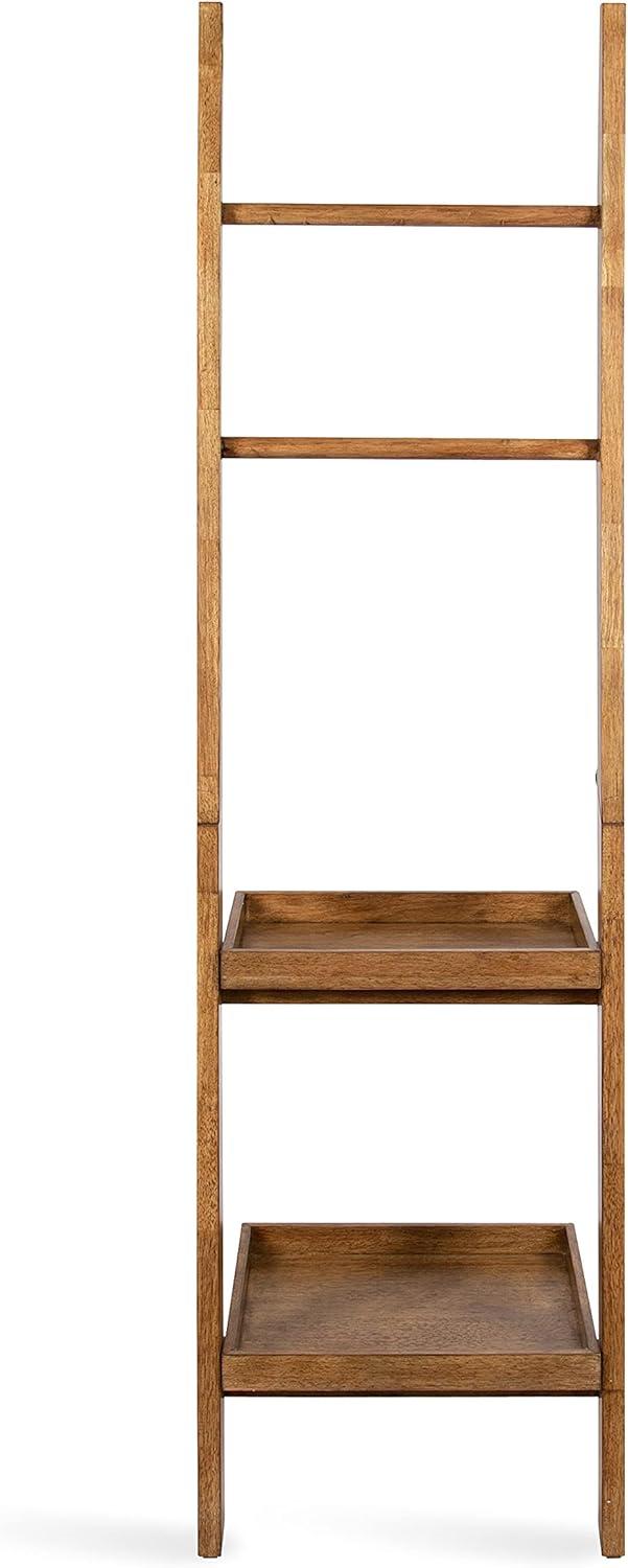 Kate & Laurel All Things Decor 18"x14"x58" Lowry Wood Ladder Shelf Rustic Brown  2-Tier Decorative Storage