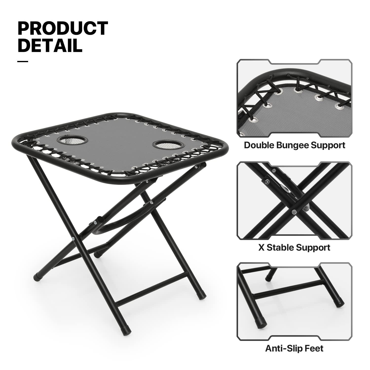 Adjustable Gray Textile Mesh Zero Gravity Recliner Set with Table