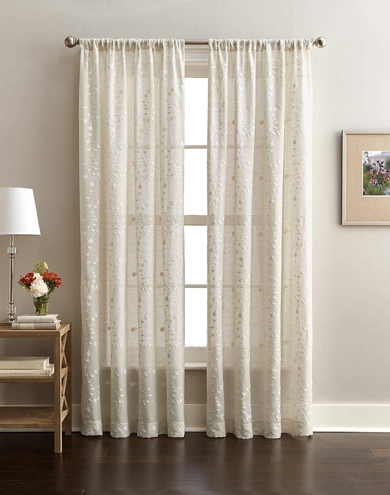 CHF Lynette Indoor, Polyester/Linen/Other Fiber, Light Filtering Single Panel Rod Pocket, 50"x95", Adult