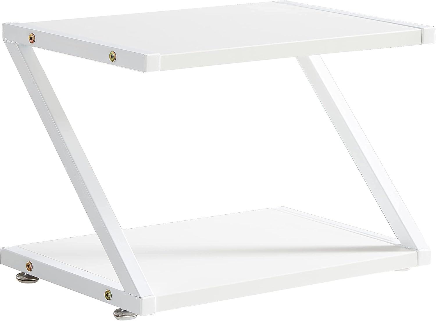 White MDF and Metal 2-Tier Z-Shaped Printer Stand