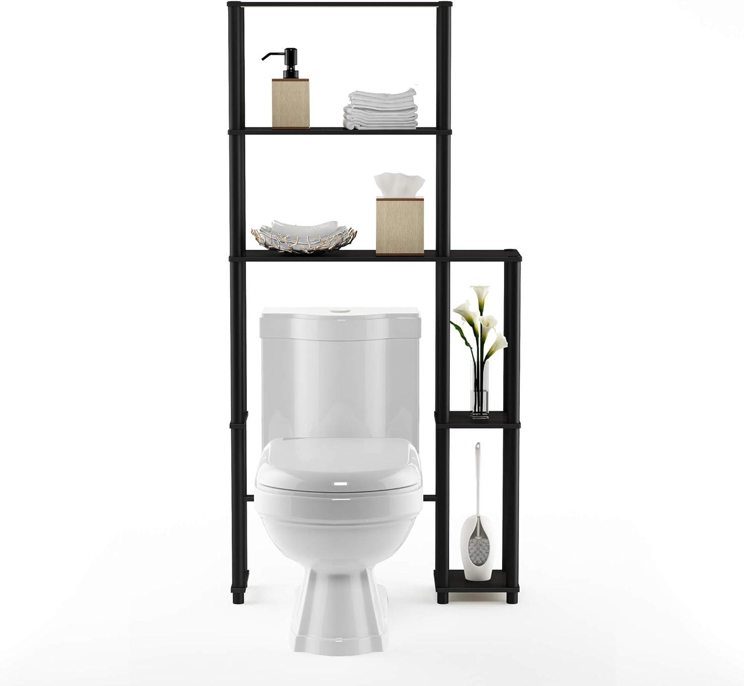 Furinno 3-Tier Over-The-Toilet Space Saver Rack Bathroom Shelf with 5 Shelves,Espresso/Black