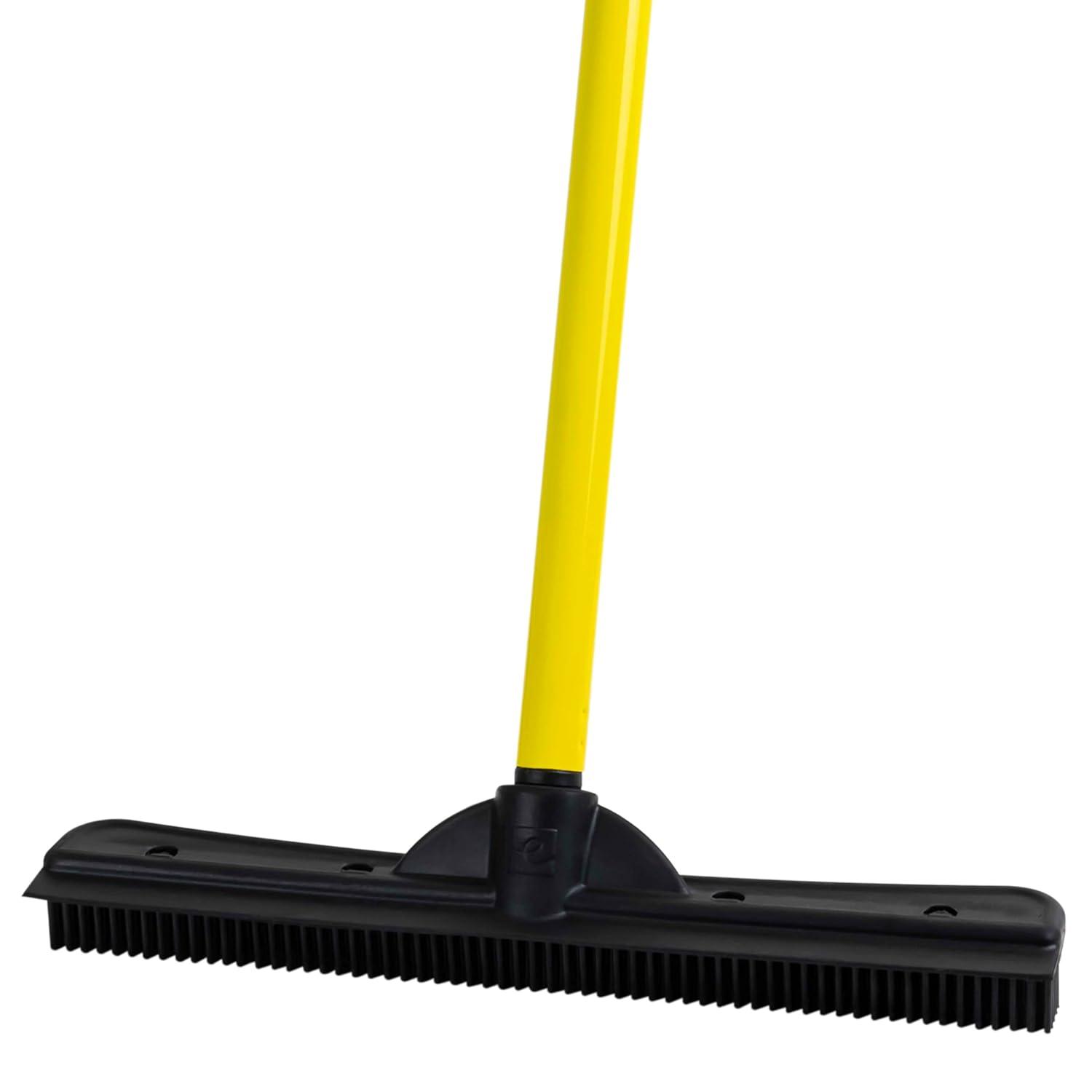 Adjustable Rubber Bristle Broom with 60-Inch Handle