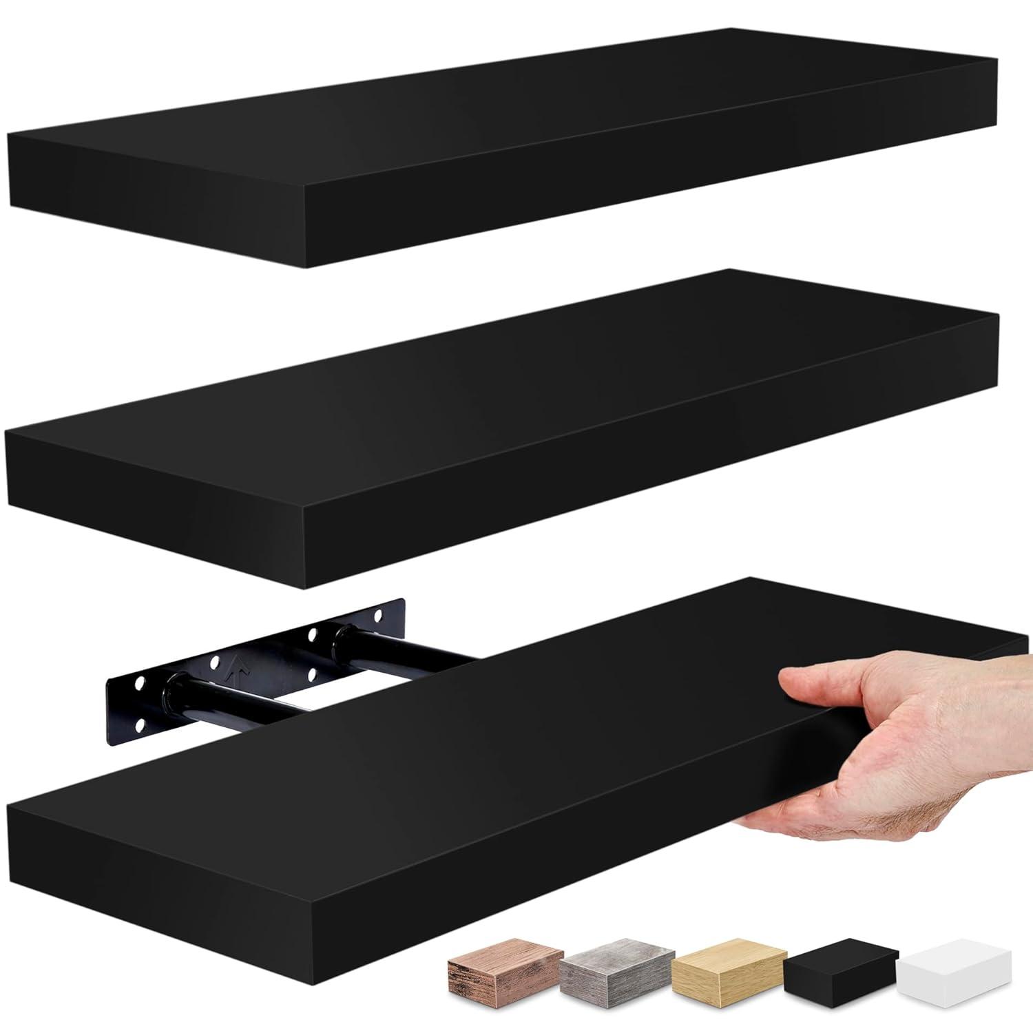 3 Pack 16 Inch Sorbus Rustic Floating Shelves - for Bedroom, Kitchen, Living Room, Office - Floating Shelf for Trophies, Books, Frames, etc