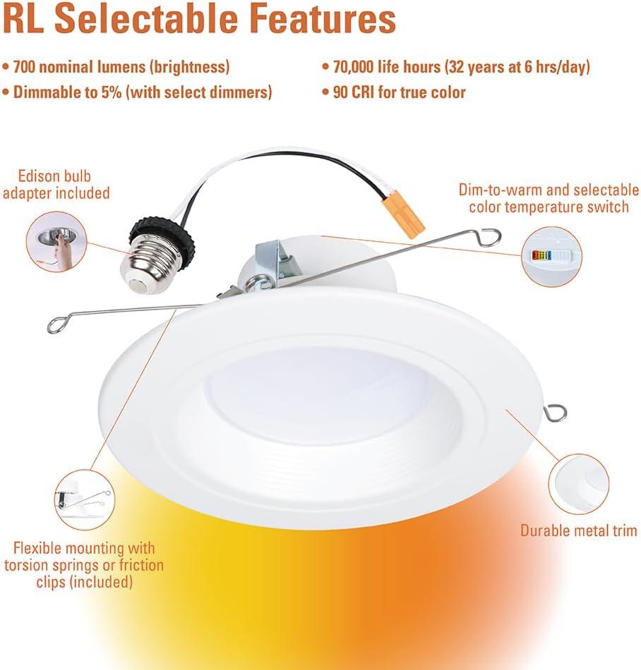 Halo RL56 Series Matte White 5/6 in. W LED Retrofit Recessed Lighting 7.6 W