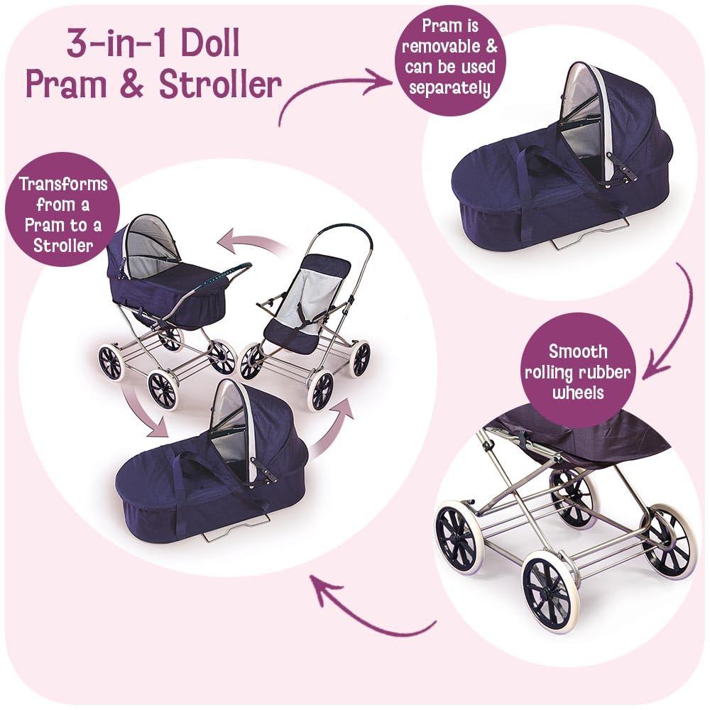 Badger Basket Just Like Mommy 3-In-1 Doll Stroller