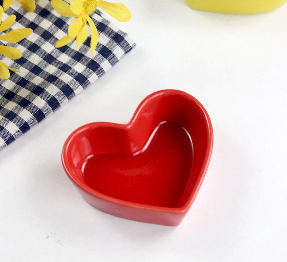 FUYU Colorful Heart Shaped Ceramic Ramekin Bowls Souffle Dishes Pudding Cups Snack Dishes Dipping Bowls