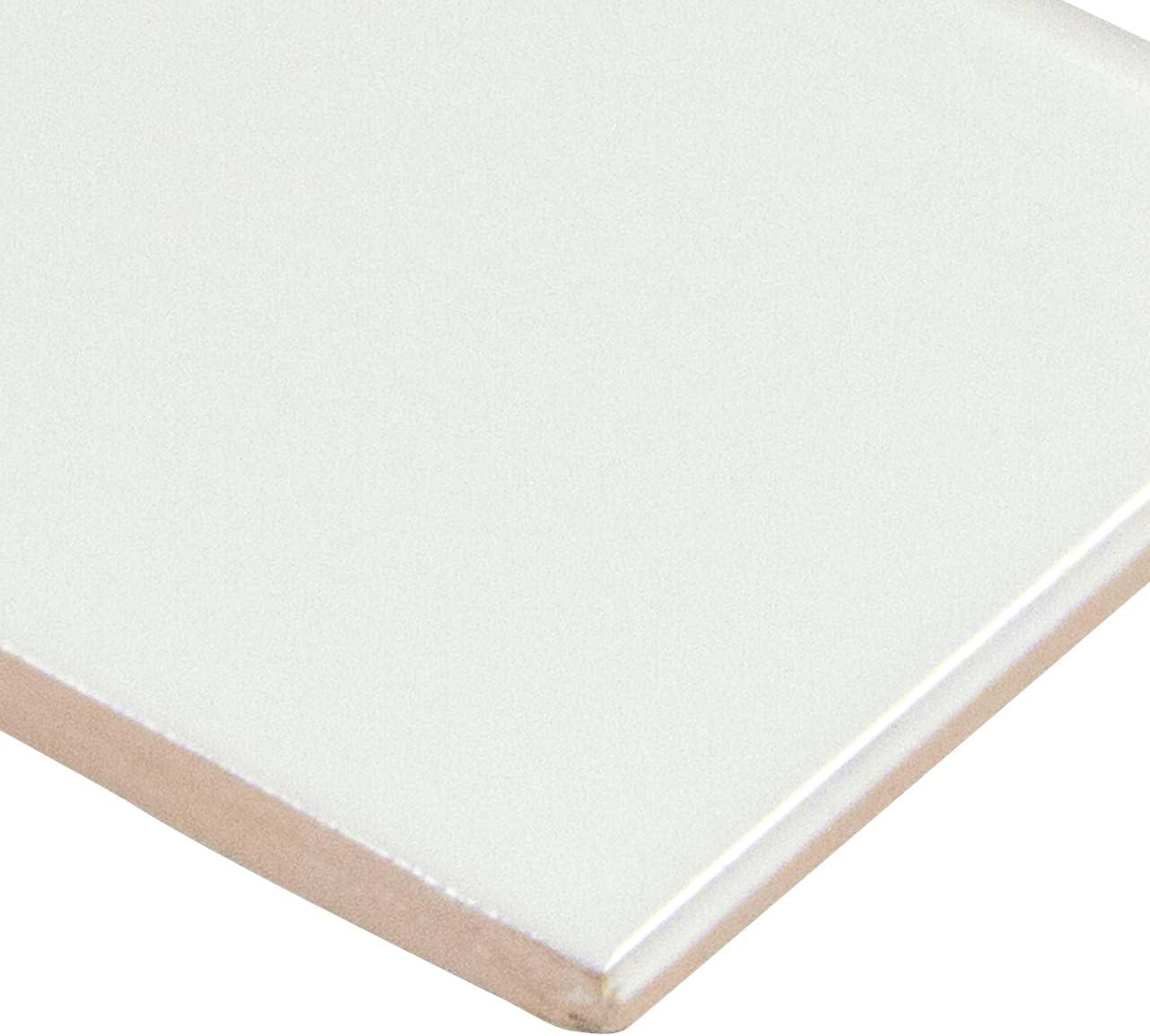 White Glossy 4" X 12" Ceramic Subway Wall Tile