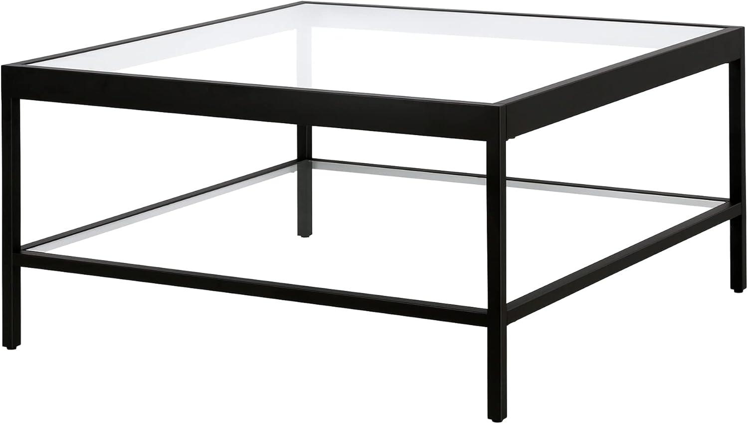 Evelyn&Zoe Alexis 32" Wide Square Coffee Table, Blackened Bronze