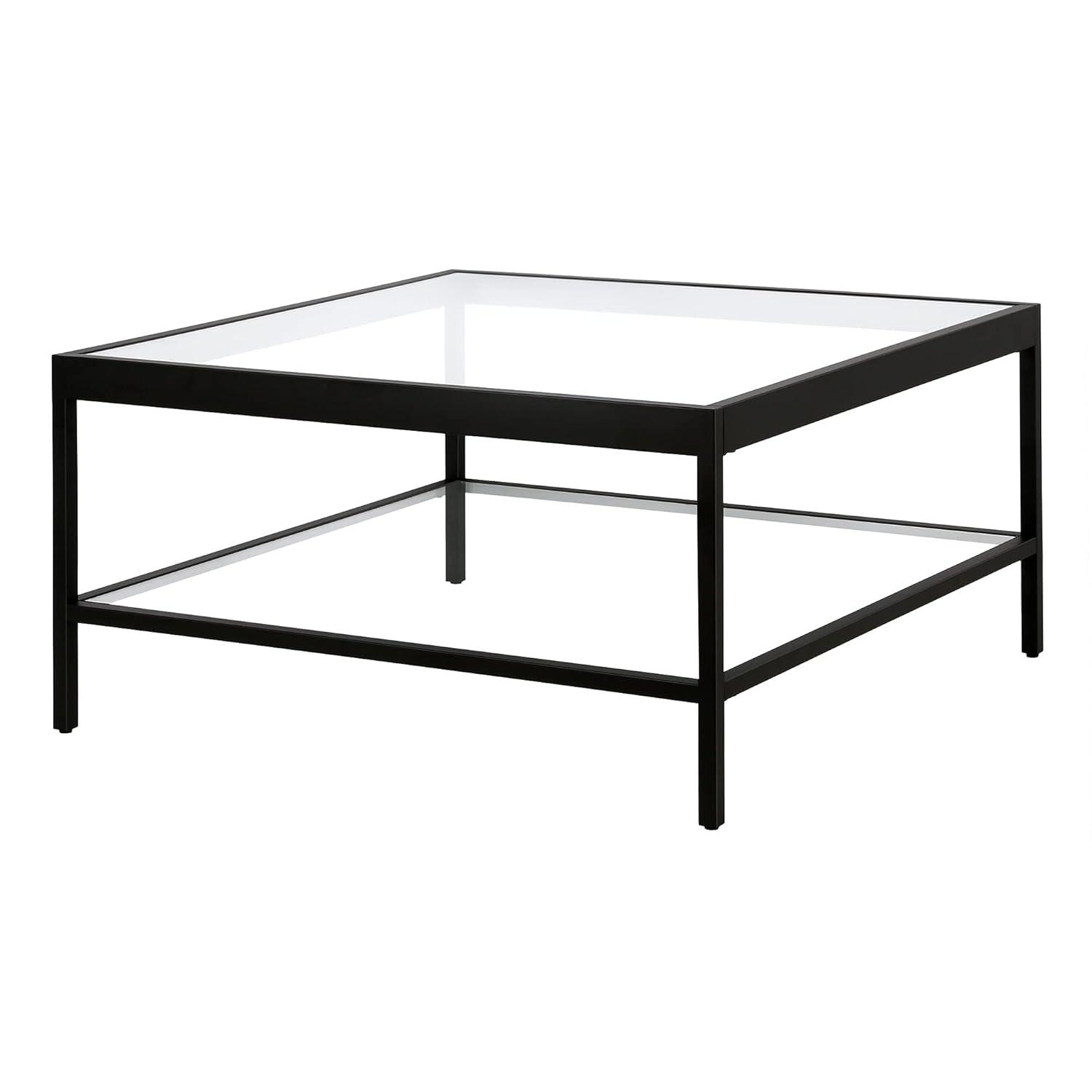 Evelyn&Zoe Alexis 32" Wide Square Coffee Table, Blackened Bronze