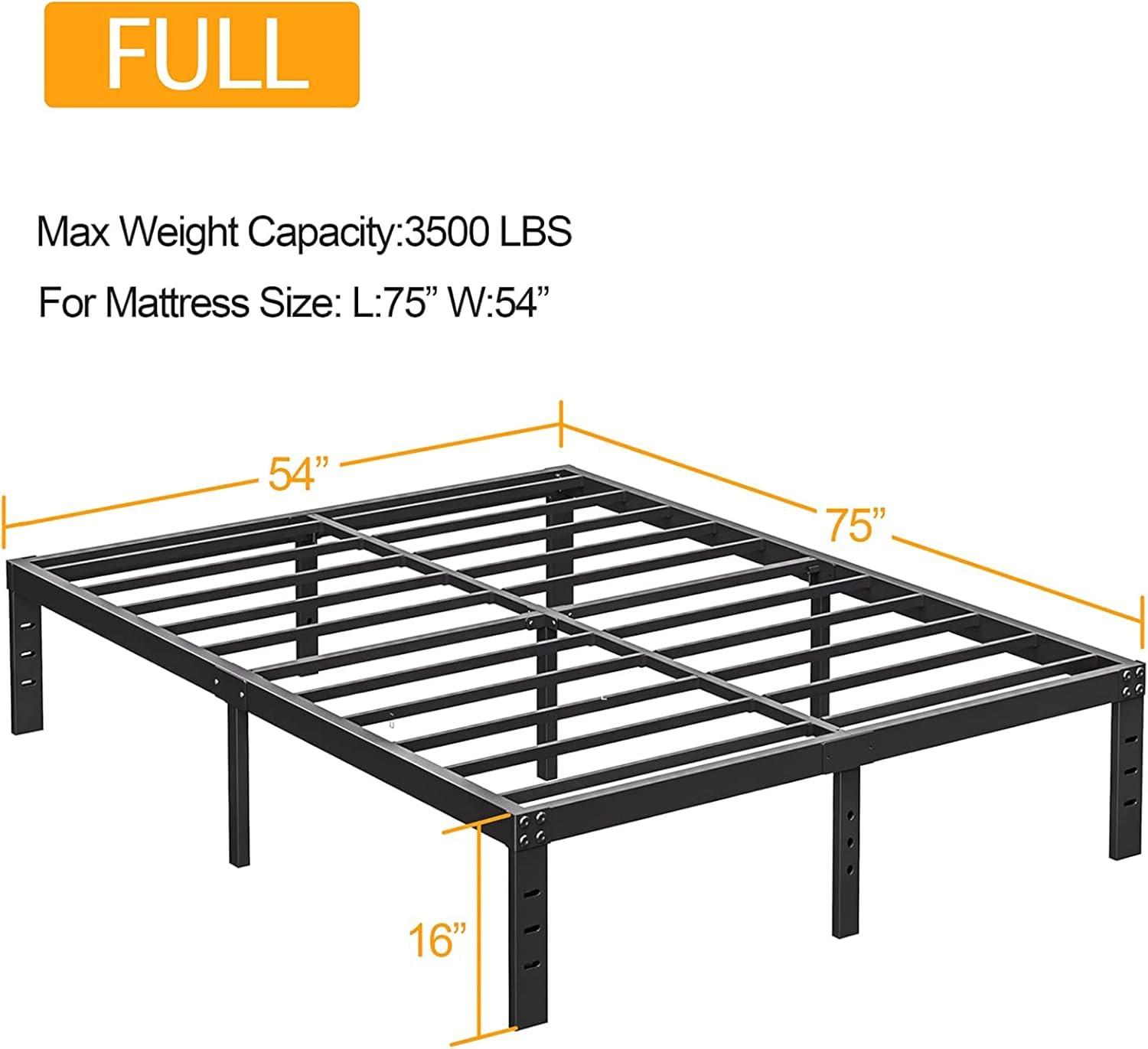 Twin Metal Bed Frame - 16 Inch Tall, No Box Spring Needed, Heavy Duty Platform With Storage Space, Sturdy Non-Slip Noiseless