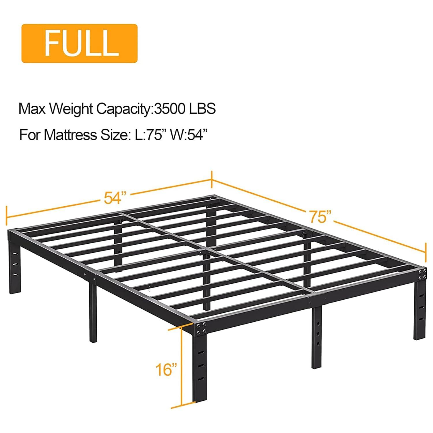 Twin Metal Bed Frame - 16 Inch Tall, No Box Spring Needed, Heavy Duty Platform With Storage Space, Sturdy Non-Slip Noiseless