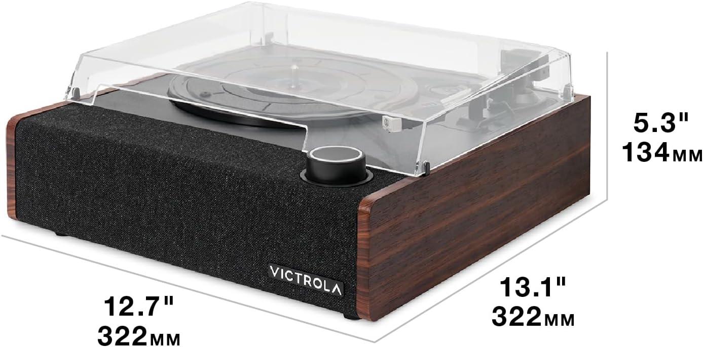 Victrola Eastwood II Bluetooth Belt Drive Turntable with Speakers, Oak