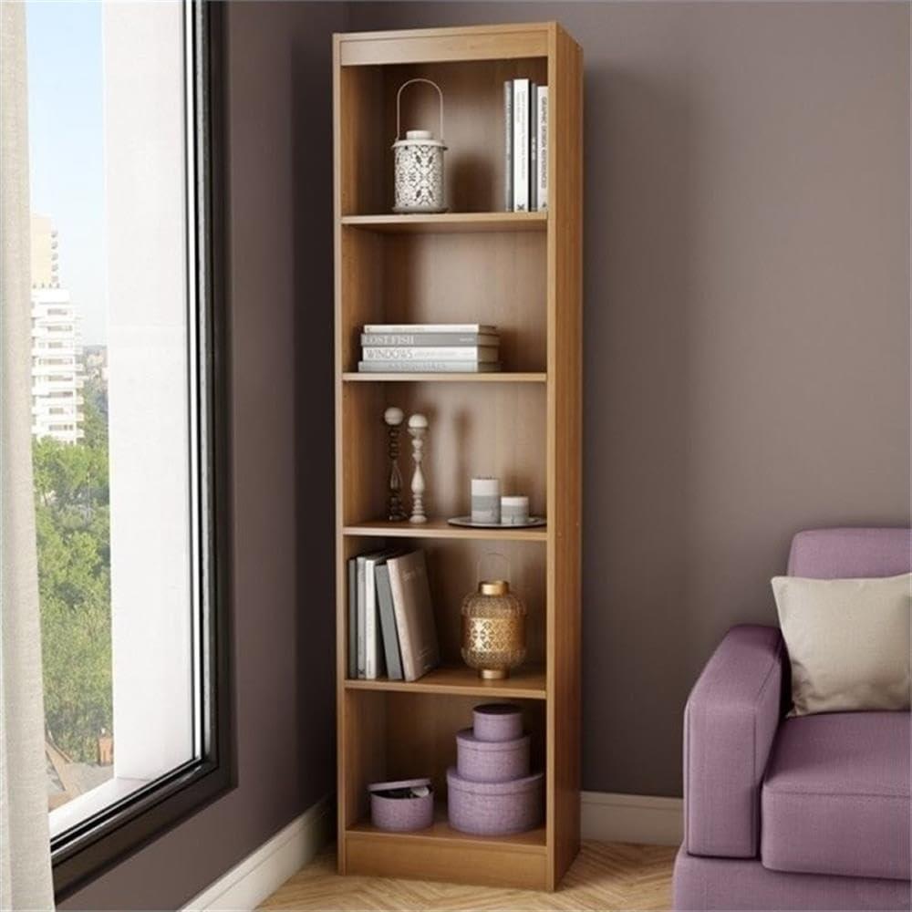 Axess Narrow 5-Shelf Narrow Bookcase Pure White