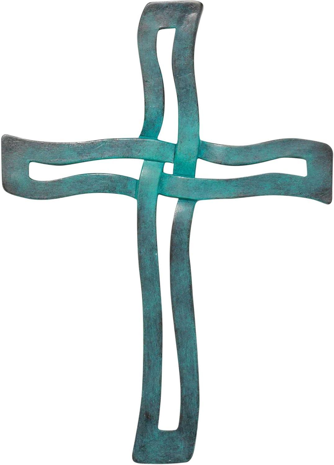 Teal Blue Wavy Resin Hanging Wall Cross