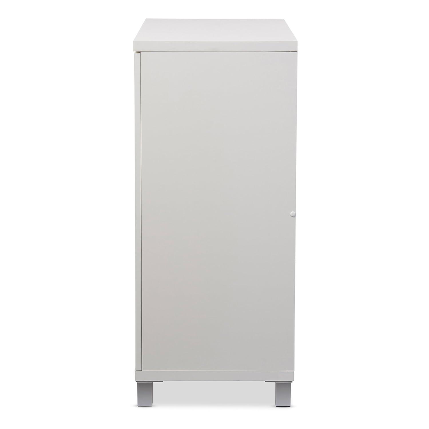 Marcy Modern and Contemporary Wood Entryway Storage Sideboard Cabinet - White - Baxton Studio: Engineered Wood, 5 Shelves, Bag Organizer