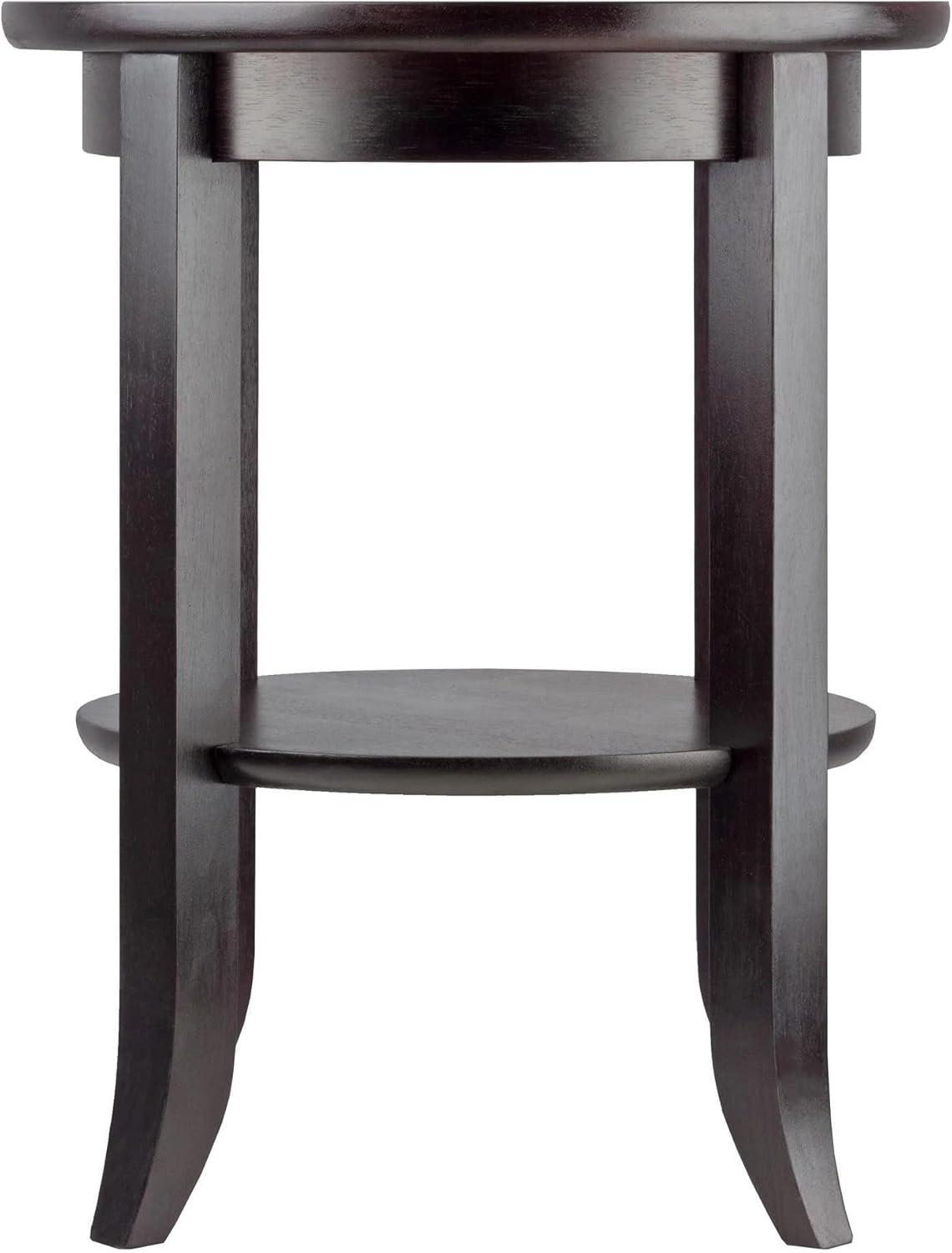 Espresso Elegance Round Wood & Glass End Table - 18.5"W x 22.5"H