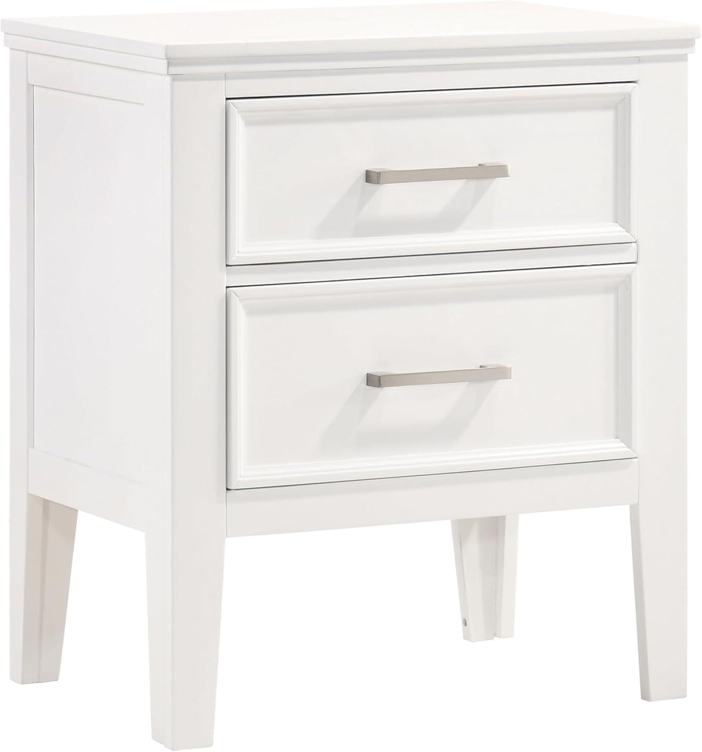 New Classic Furniture Andover Wood Nightstand with 2 Drawers in White