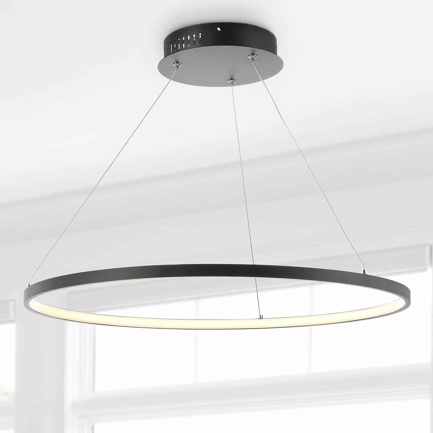 Brice 23.75″ Modern Contemporary Iron Integrated LED Pendant, Matt Black