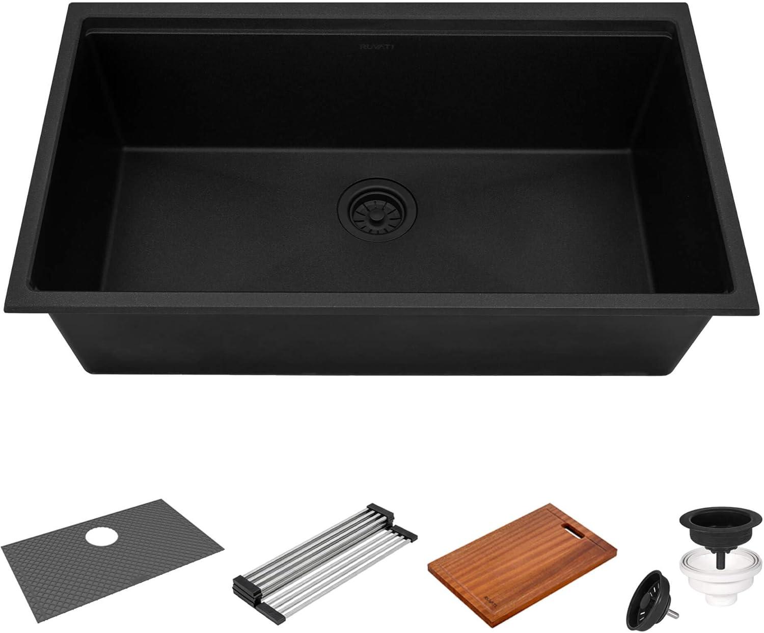 Ruvati 33-inch epiRock Workstation Undermount Kitchen Sink
