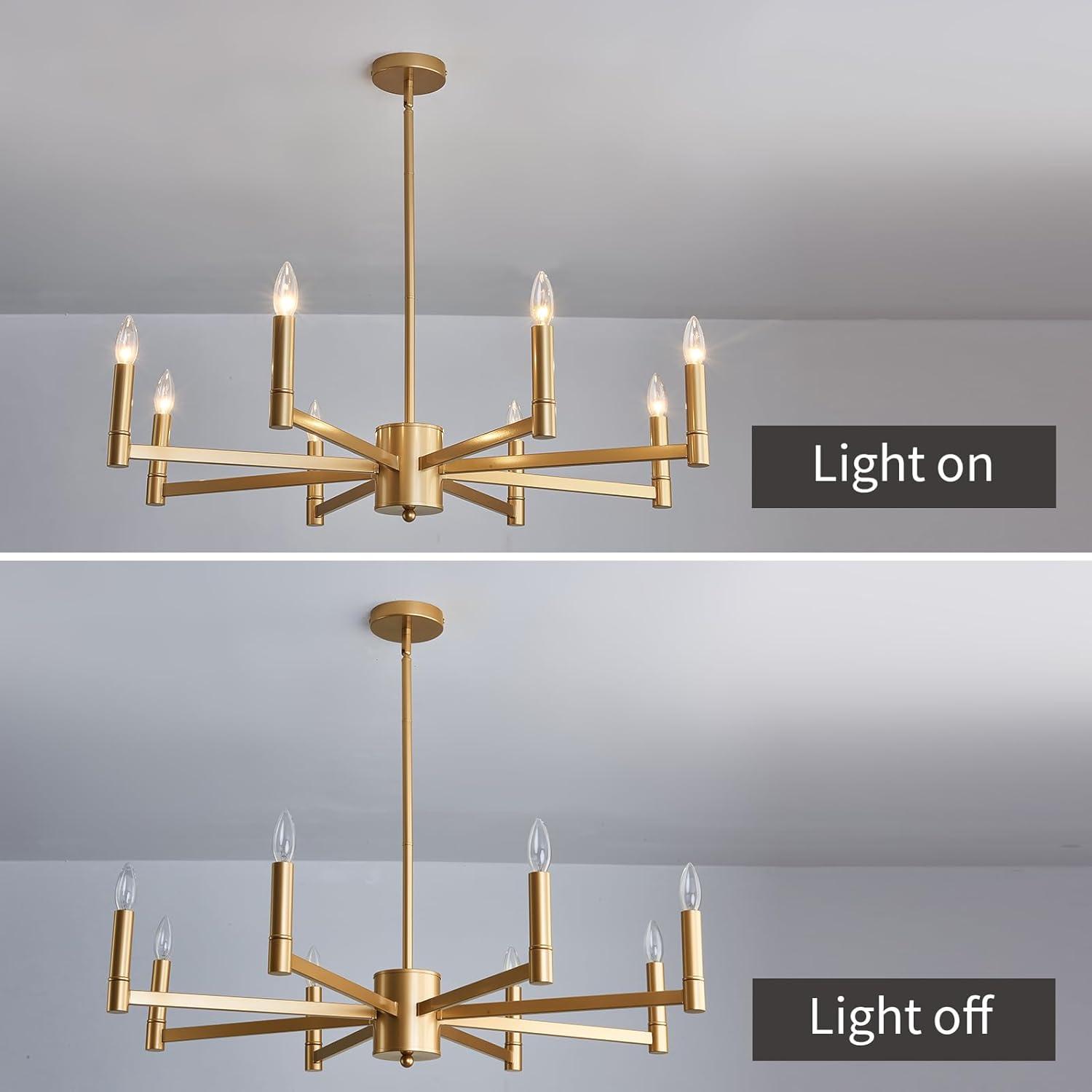 Gold 8-Light Candle Empire Chandelier with Metal Finish