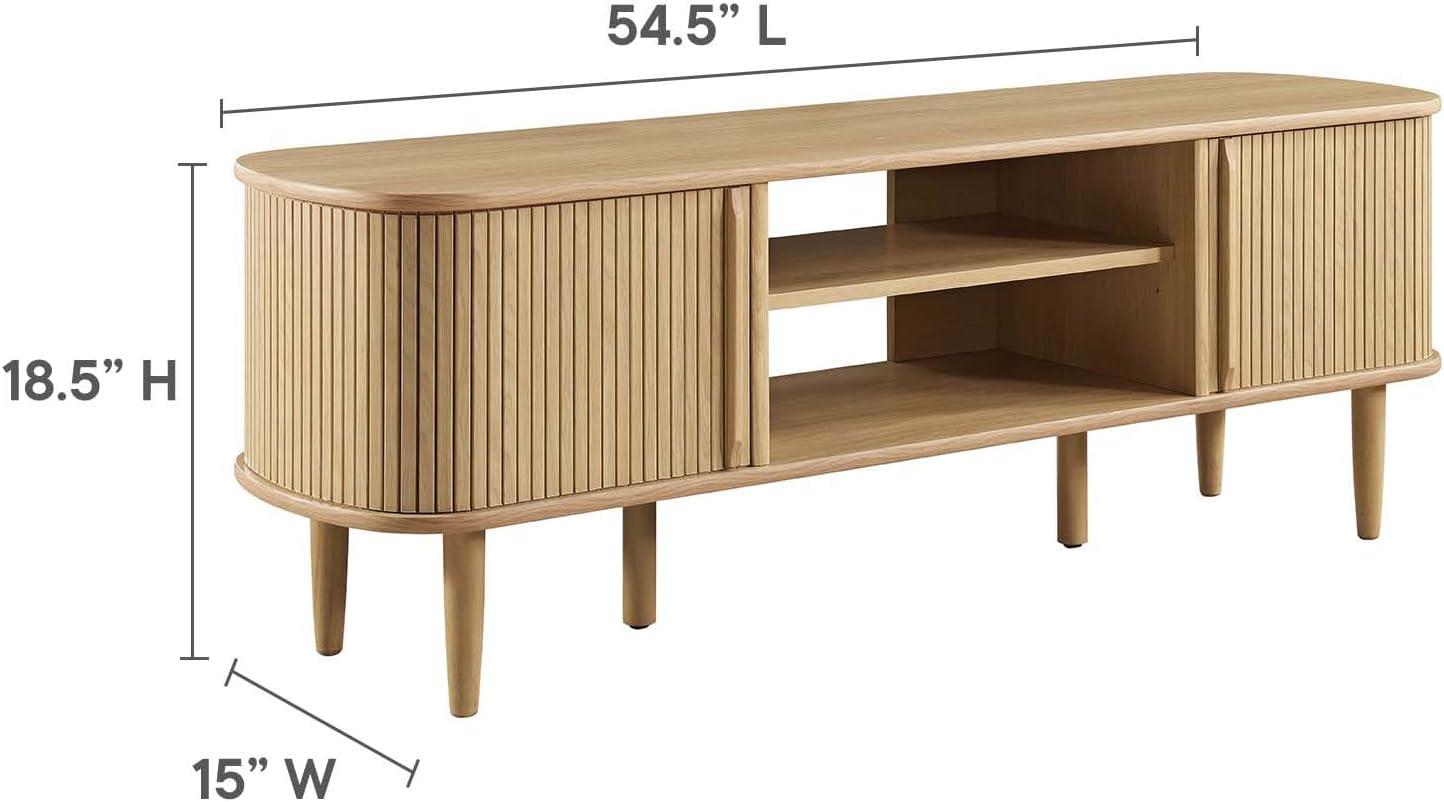 Modway Contour Rubberwood and MDF Wood TV Stand for TVs up to 60" in Oak