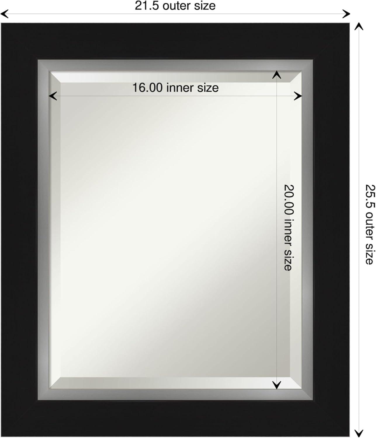 Eva Black Silver Rectangular Beveled Wall Mirror