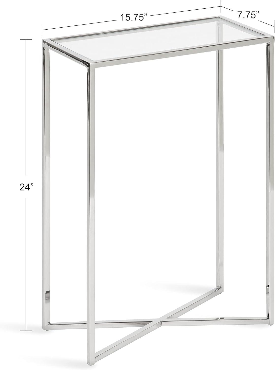 Kate and Laurel Jaspur Rectangle Metal Side Table, 16x8x24, Silver