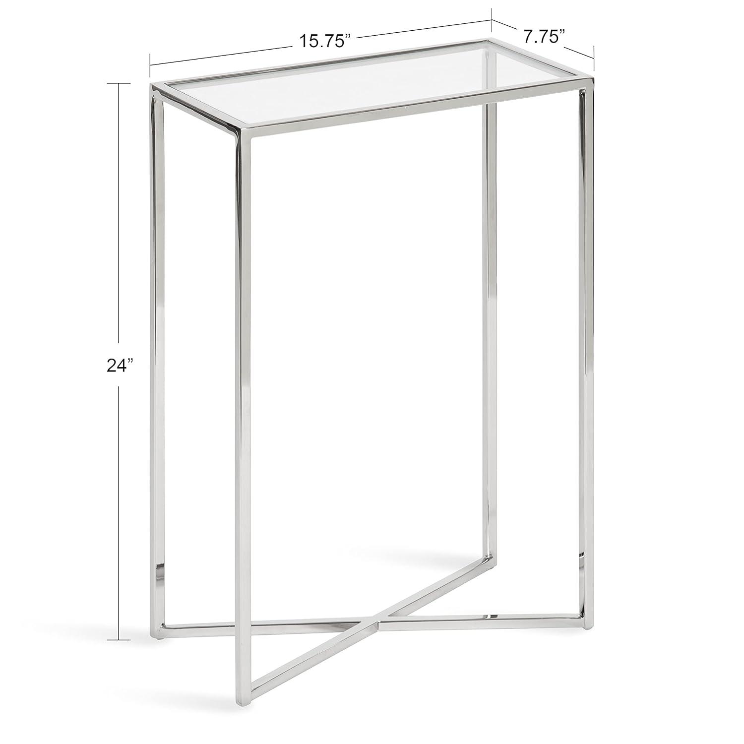 Kate and Laurel Jaspur Rectangle Metal Side Table, 16x8x24, Silver
