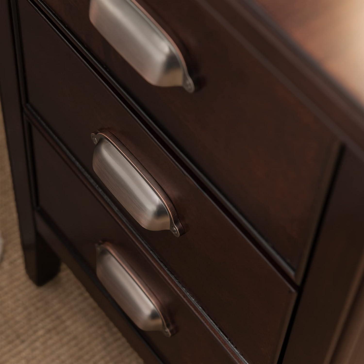 Traditional Brown Lacquered Hardwood End Table with Storage