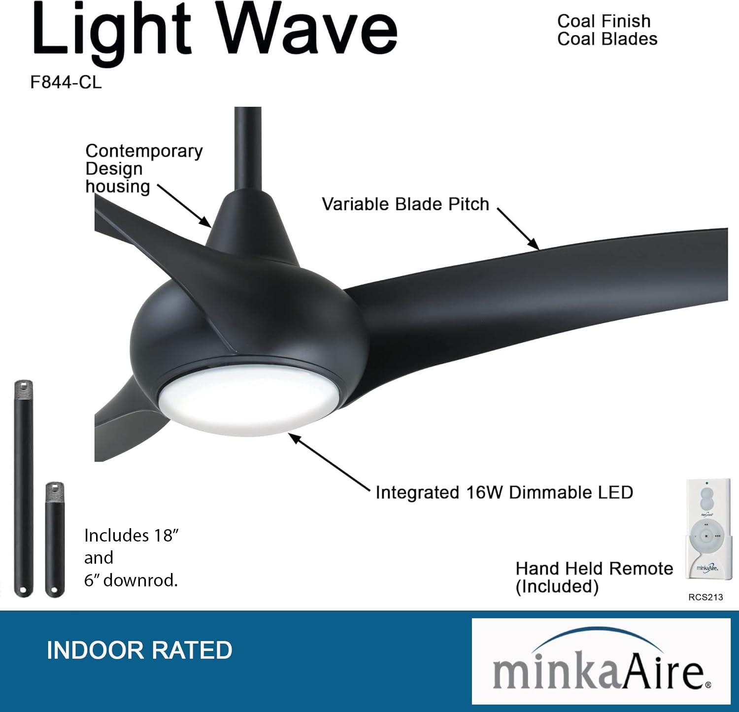 52" Wave 3 - Blade LED Propeller Ceiling Fan with Remote Control and Light Kit Included