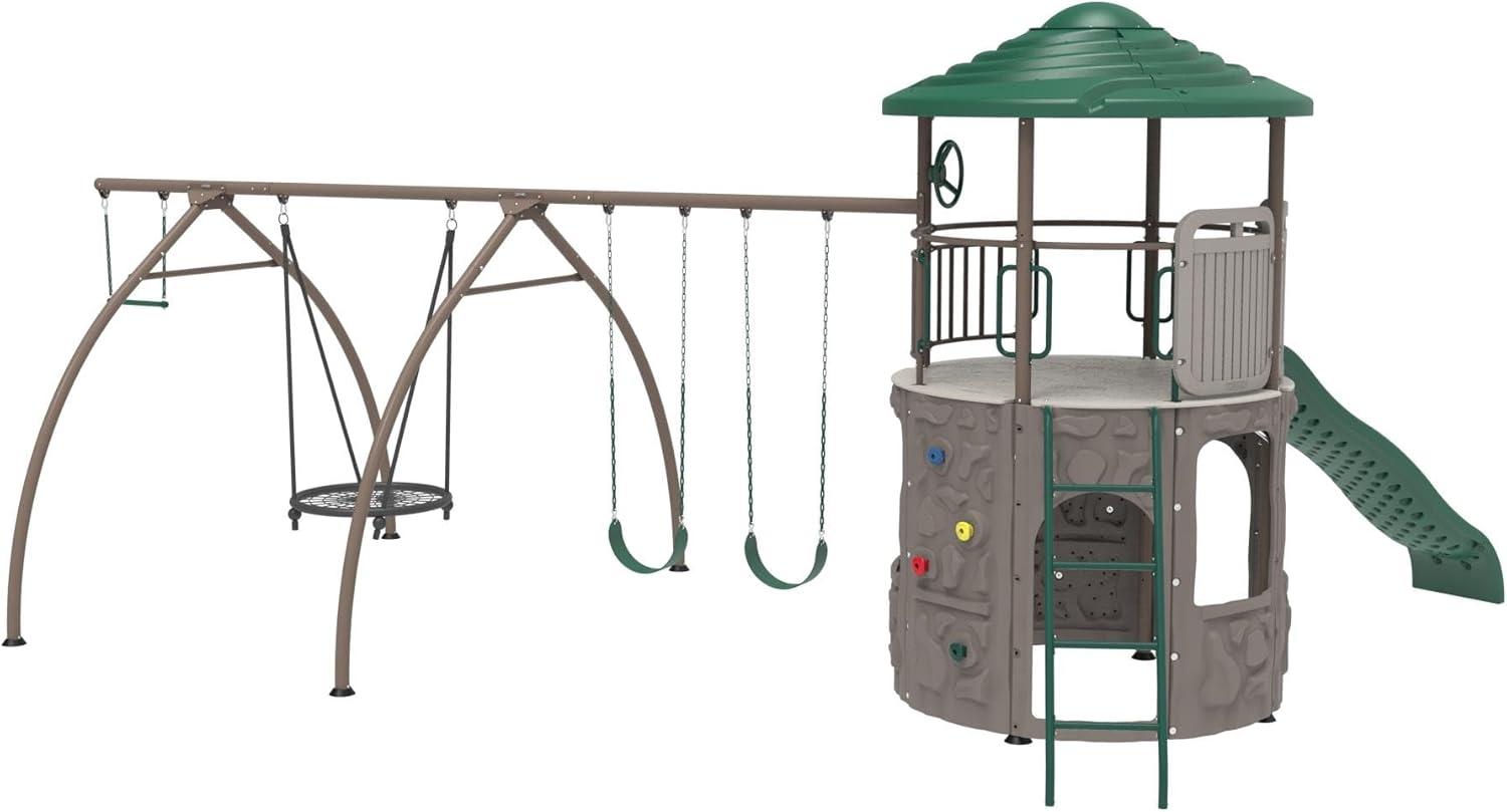 Lifetime Kid's Adventure Tower Swing Set with Spider Swing, Slide and Climbing Wall (91201)