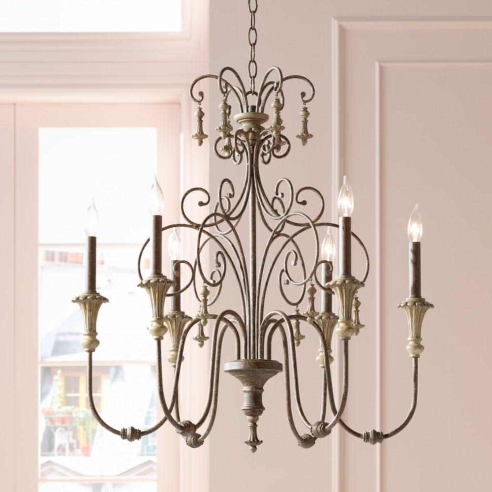 Bronze Beige 6-Light Rustic French Chandelier