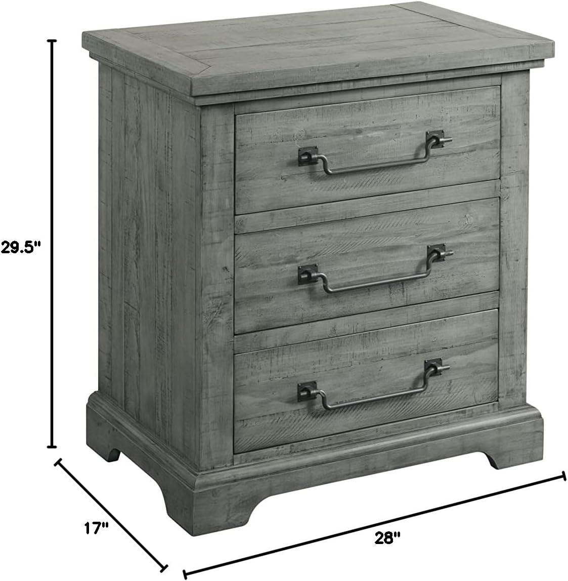 Beach House Solid Wood Dove Gray 2 Drawer Nightstand