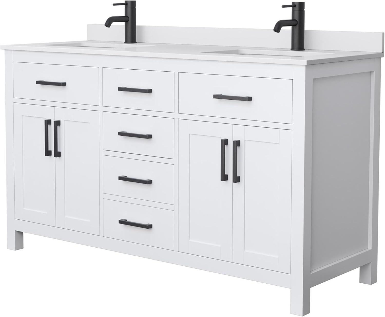 Beckett 60" Freestanding Double Bathroom Vanity with Cultured Marble Top