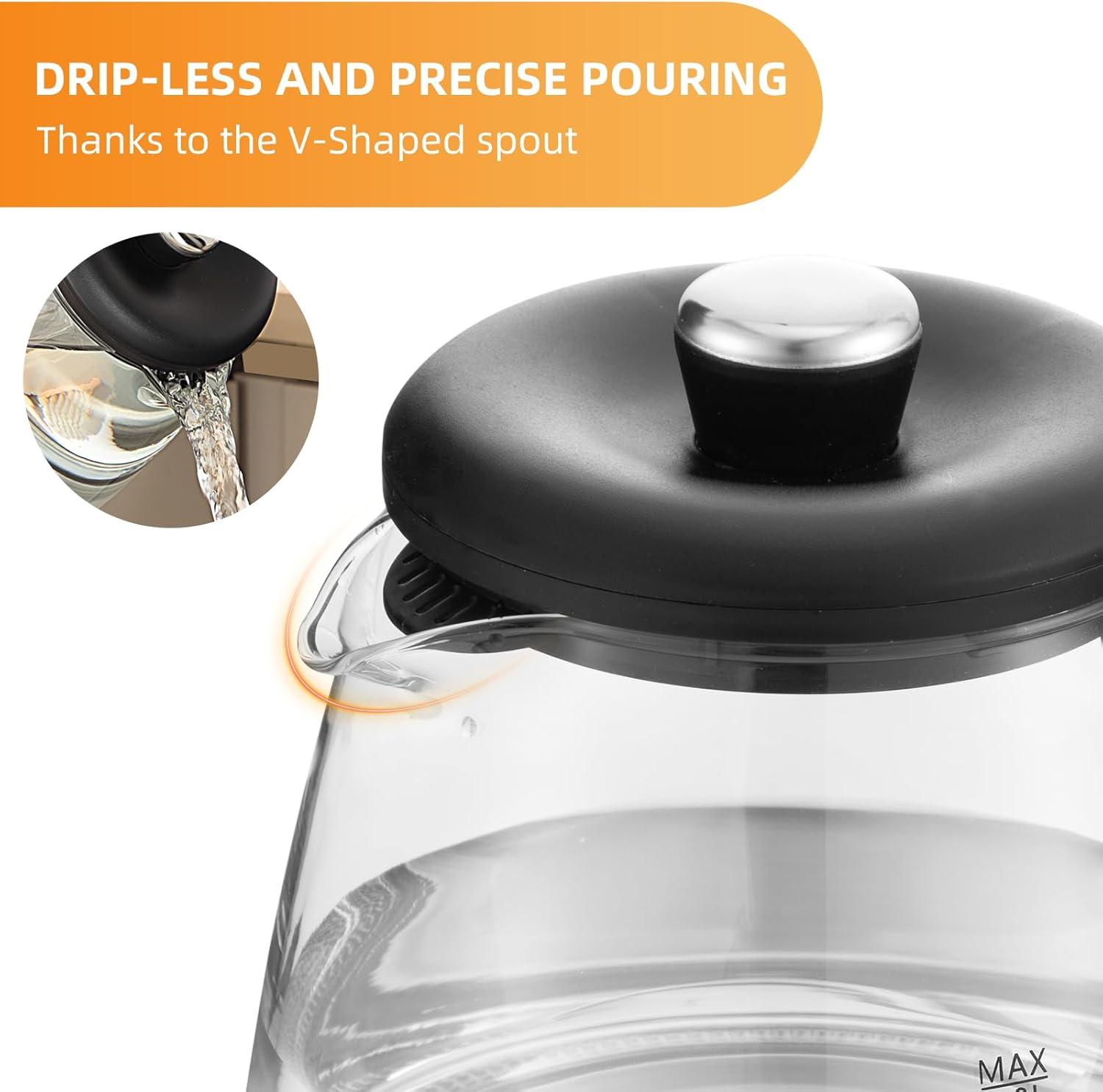 Panana Electric Kettle, Tea Kettle Pot, 1.8L, 1200W, Removable Stainless Steel Inner Lid for Easy Cleaning, Hot Water Kettle Teapot Boiler, Automatic Shut Off, BPA-Free