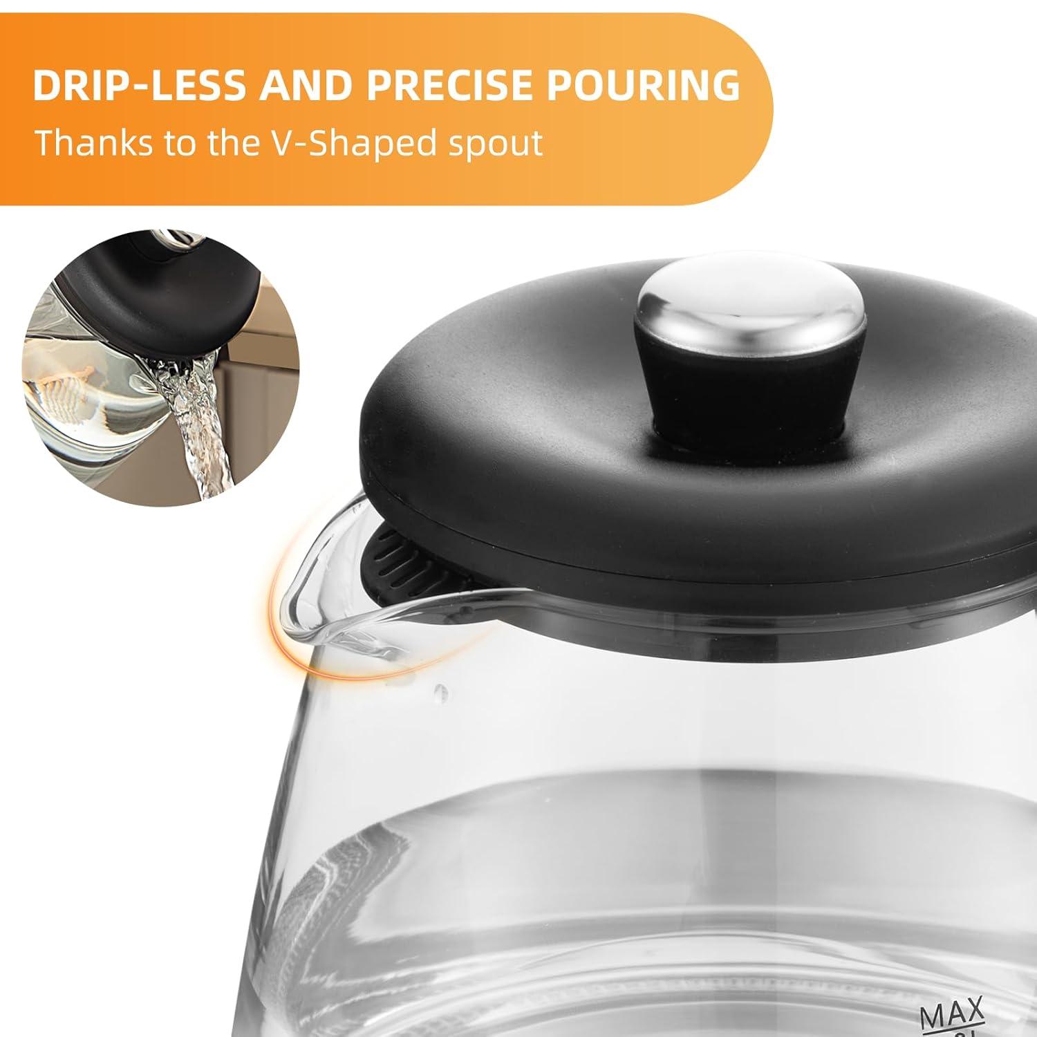 Panana Electric Kettle, Tea Kettle Pot, 1.8L, 1200W, Removable Stainless Steel Inner Lid for Easy Cleaning, Hot Water Kettle Teapot Boiler, Automatic Shut Off, BPA-Free