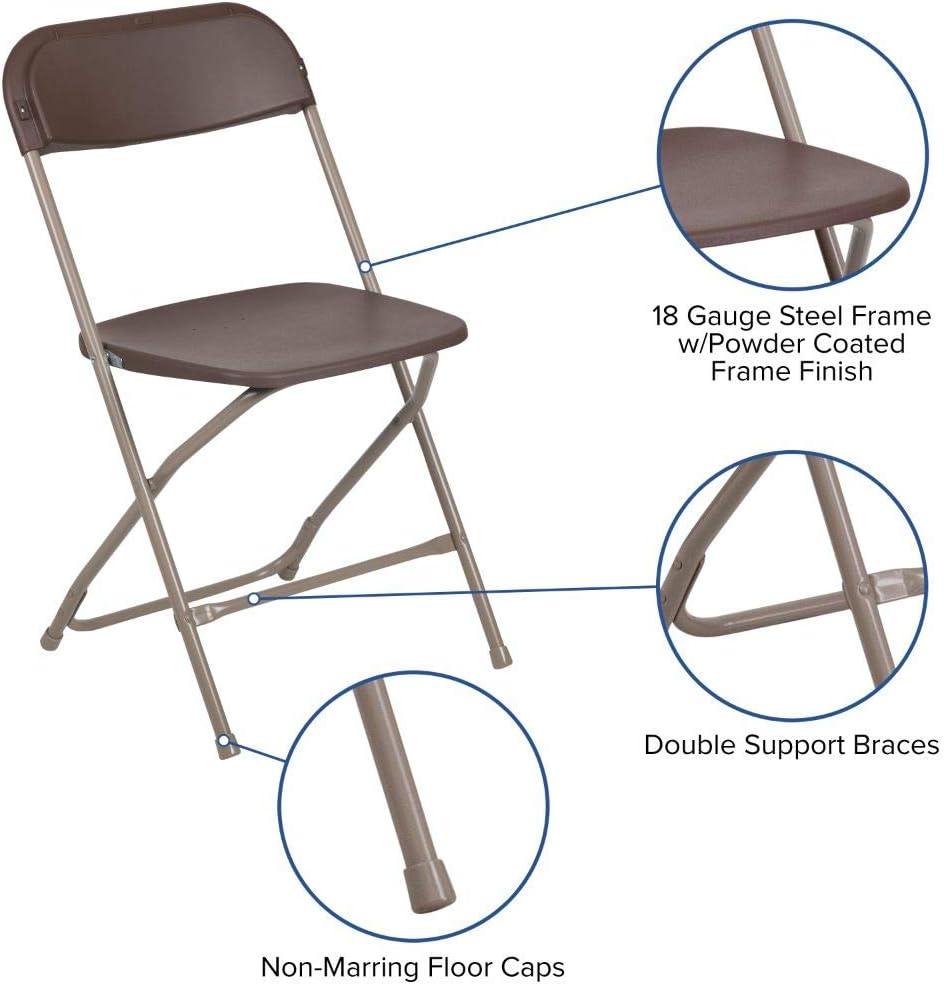 Flash Furniture Hercules Series Plastic Folding Chair Brown - 2 Pack 650LB Weight Capacity Comfortable Event Chair-Lightweight Folding Chair