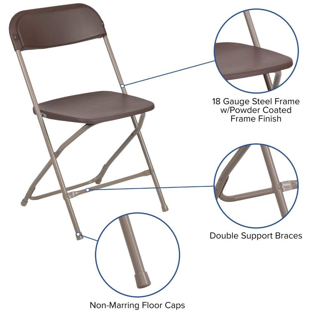 Flash Furniture Hercules Series Plastic Folding Chair Brown - 2 Pack 650LB Weight Capacity Comfortable Event Chair-Lightweight Folding Chair